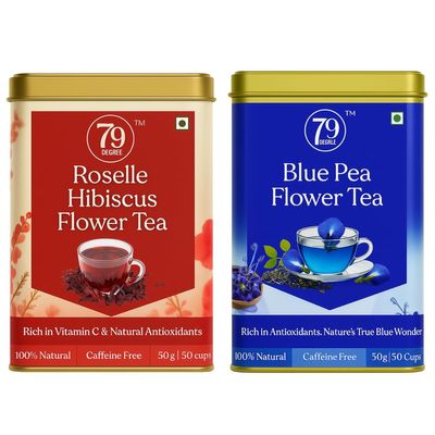 79 Degree Wellness Tea I Premium Blend in Tinbox (100 Gm, Blue Pea and Hibscus Combo)