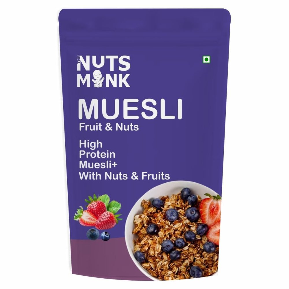 The Nuts Monk Muesli  250g | Healthy Breakfast High-Protein Cereal with Fruits, Nuts & Whole Grains | Wholesome & Tasty.