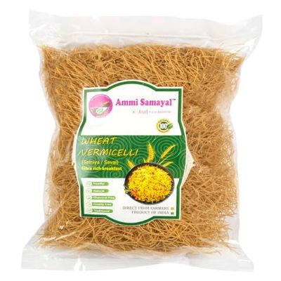 Ammi Samayal Wheat Vermicelli (Semiya/Sevai) | Fibre-Rich Breakfast | Natural & Preservative-Free | Traditional Indian Vermicelli | Pack of 3 | 350g Each