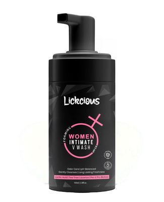 Lickcious Foaming Intimate Wash for Women with Lactic Acid & Prebiotics | pH Balanced for Odor Control & All-Day Freshness | Gentle Foaming Cleanser Free from Harsh Chemicals | 100ml