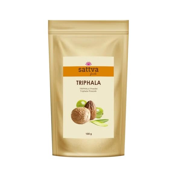 Sattva Ayurveda Triphala Powder, Herbal Supplement for Digestion and Immunity Support, with Amalaki, Haritaki, Vibhitaki Fruits