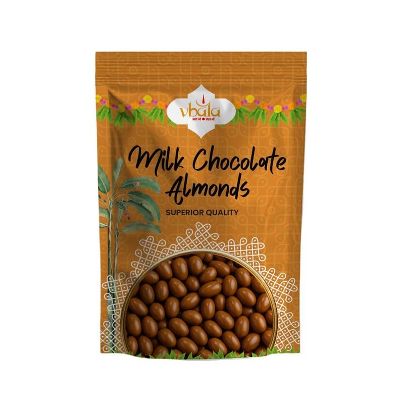 Vbala Milk Chocolate Almonds 300gm | Crunchy Almonds Coated with Smooth Milk Chocolate | No Added Preservatives, Colors & Artificial Flavours | Rich in Nutrition | Ideal for Snacking & Gifting