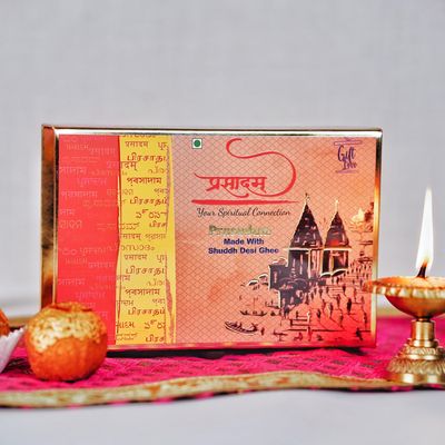 Prasadam for Pooja Divine Ladoo & Panjiri Collection | Pure Sacred Offering with Desi Ghee & Ganga Jal (Besan Ladoo)
