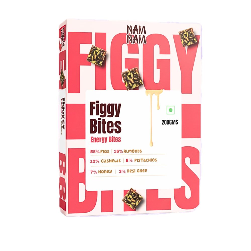 NAM NAM Figgy Bites | Healthy Energy Snack with Anjeer, Almonds, Cashews, Pistachios, Honey & Desi Ghee | Natural Sweet, No Added Sugar | 200 grams