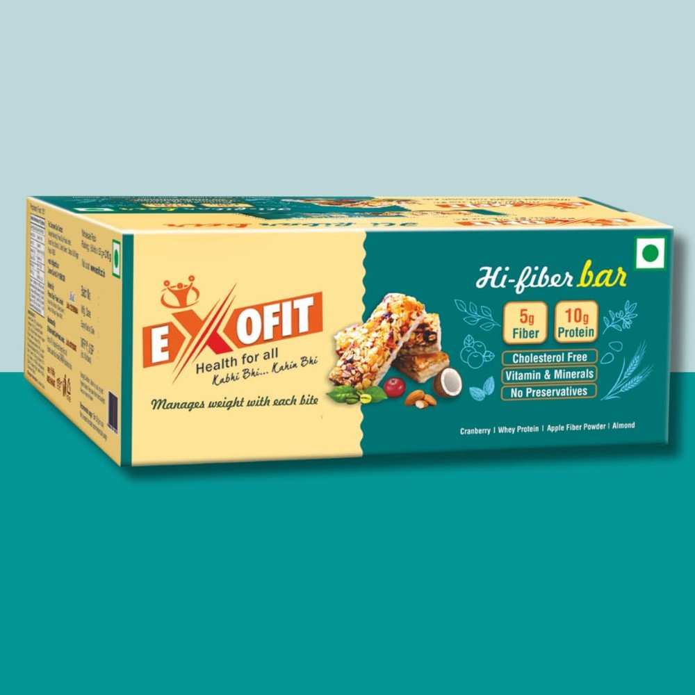 EXOFIT Hi- Fiber Bar 35x6bars (210g Total) No Added Preservatives, Zero Sugar Nutrition Bars (210 g, Cranberry, Almond)