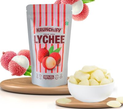 Krunchify Freeze Dried Lychee Fruit Snack | Healthy Snacks for Kids and Adults | 100% Natural Fruits, Vegan & Gluten Free | 12 Months Shelf Life | No Added Sugar, No Preservatives | Serving - 16g