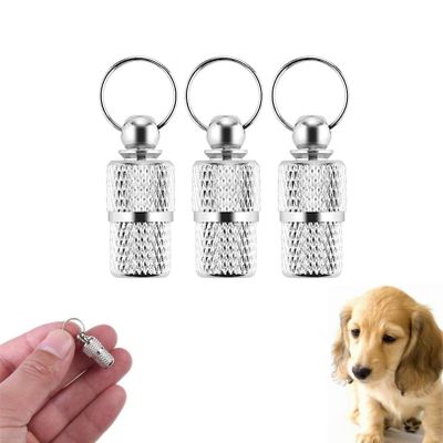 3 Pcs Personalised Stainless Pet ID Tags Barrel,Stainless Silver Anti Lost Pet Tube Tag for Collar,Stainless Steel Anti Lost Dog Cat ID Tag Address Name Label for Cat Dog Puppy Collar