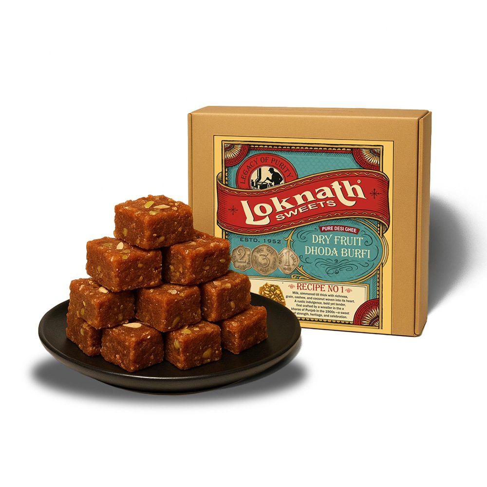 Loknath Sweets Dhoda Burfi | Mithai Box | Dhoda Sweet Burfee | Indian Sweet | Made With Pure Ingredients | Indian Mithai | Pure Desi Ghee | 500g
