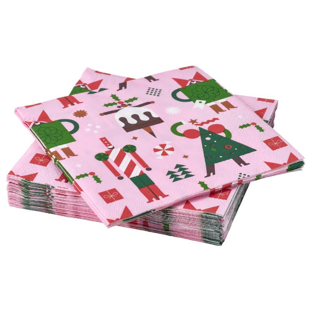 IKEA VINTERFINT Paper napkin, mixed patterns pink, 33x33 cm (13x13 ") (30 pieces)