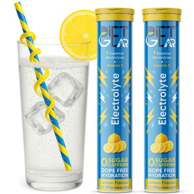 DIET GEAR No Junk Electrolyte | 10 Ltr/40 Servings | Zero Sugar, Zero Caffeine, Zero BS Energy Drink | 7 Electrolytes + Vitamin C That Works as Hard as You Do | Made for Indias Heat & Hustle | Lemon Flavour