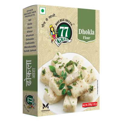 77 Green Dhokla Flour 800g (Pack of 2 400g) | Authentic Gujarati Rice & Chickpea Blend | Soft & Spongy Steamed Dhokla | No Preservatives | 100% Vegetarian