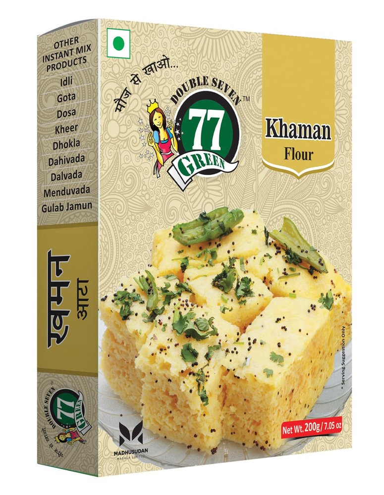 77 Green Instant Khaman Mix Pack of 3 (600g)  Soft & Fluffy Gujarati Snack | Ready-to-Cook Vegetarian Breakfast & Tea-Time Savory Khaman Real Ingredients, No Added Colors or Preservatives