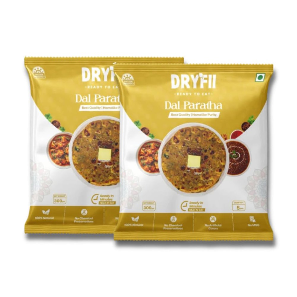 Dryfii Dal Paratha  Pack of 2 | 10 Pieces | Ready-To-Eat Indian Lentil Paratha | Whole Wheat | Long Shelf Life | No Preservatives