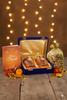 Bay Nut Diwali Gift Set, Copper Glasses in Royal Blue Velvet Box, Dry Fruit Potli and Greeting Card, 25 x 25 x 9 cm view 2