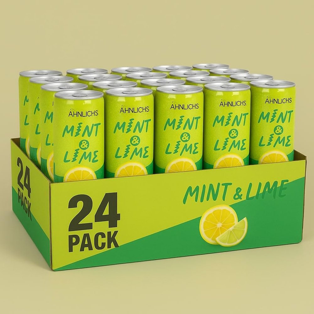 Ahnlichs Mint & Lime Sparkling Drink Perfect Mixer for Cocktails & Mocktails | Refreshing Natural Flavor | Pack of 24