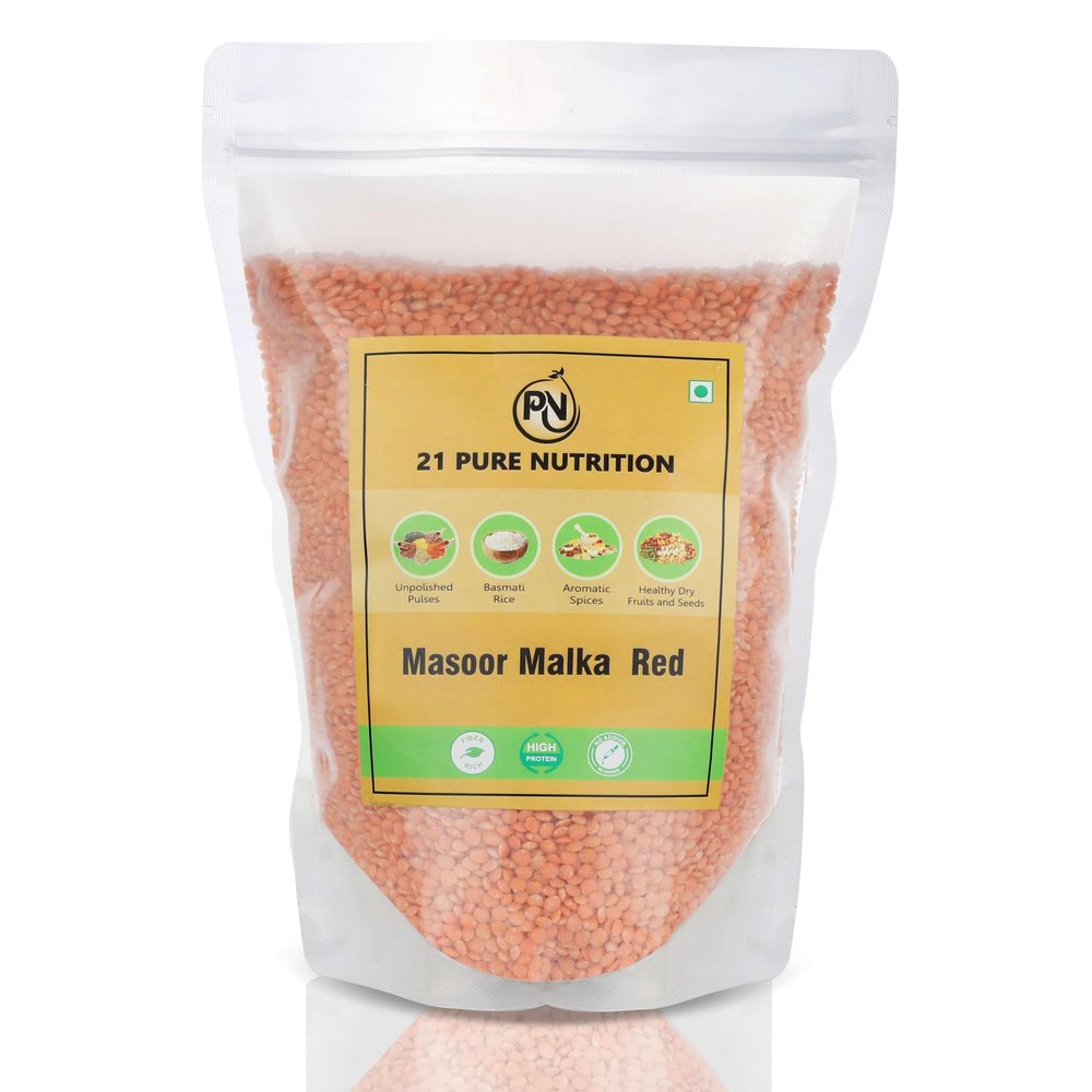 21 Pure Nutrition Masoor Malka Red Unpolished Red Lentils High Protein, Fiber-Rich Pulses Healthy, Natural Cooking for Everyday Meals (500Gm)