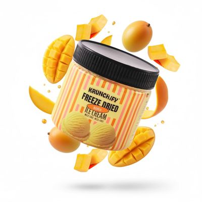 Krunchify Freeze Dried Mango Ice Cream | Healthy Dessert Alternative | Ready To Eat | No Refrigeration Needed | 6 Month Shelf Life | Crunchy Mango Flavour - 40g