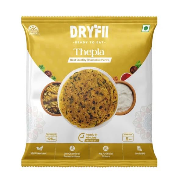 Dryfii Ready-to-Eat Thepla | Delicious Whole Wheat Thepla with Ghee & Spices | Pack of 20 Pieces (4 5) | No Preservatives | Bulk Pack for Large Families & Gatherings