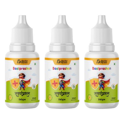 DOCTORFIT Swarnaprashan for Kids - Enriched with 24CT Gold Immunity Booster Drops Healthy Growth & Strength - 100% Ayurvedic - FDCA Approved, Age 0-15 Years (20ml, Pack of 3)
