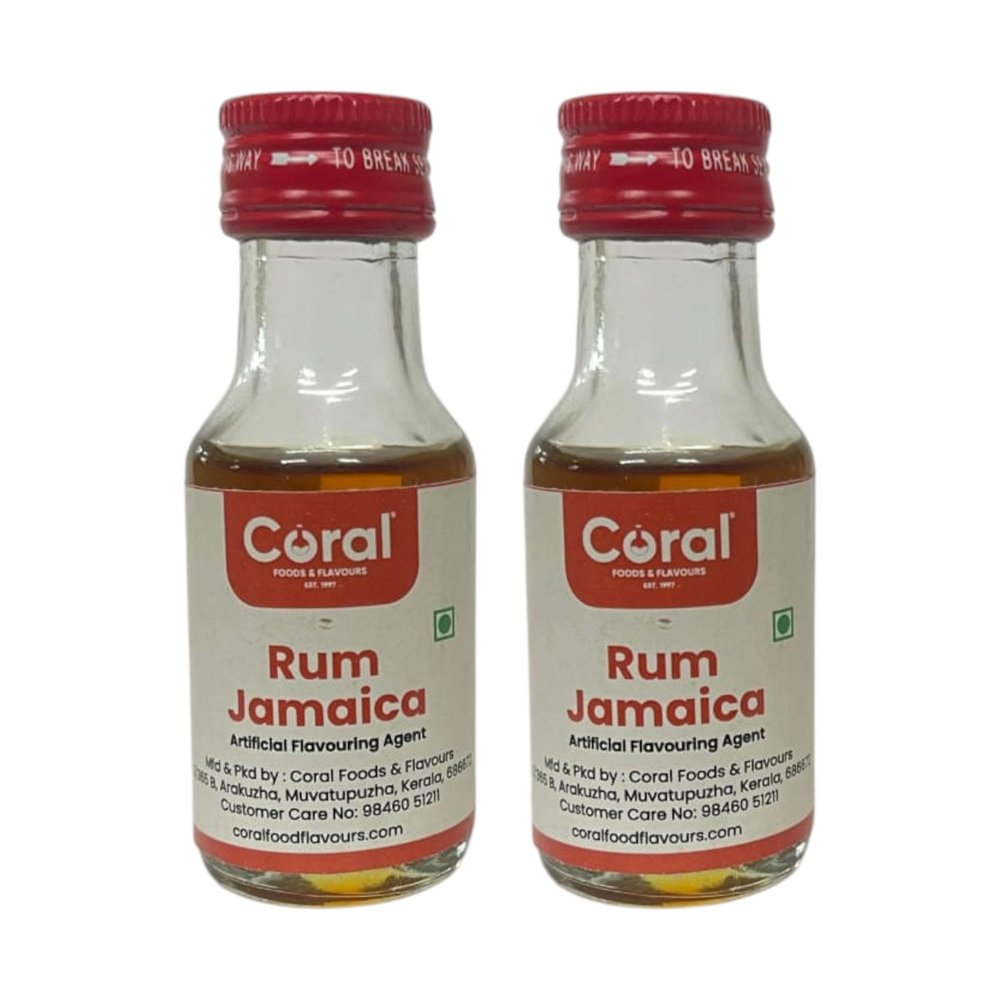 EXCEL ENTERPRISES Coral Rum Jamica Food Essence | 25ml Bottle () | For Baking, Desserts, and Confectionery |Pack of 2
