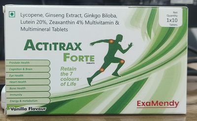Actitrax Forte, Multivitamin and Multimineral Tablets with Lycopene, Ginseng Extract, Ginkgo Biloba, Lutein 20%, Zeaxanthin 4%, Vanilla Flavour, 10 Tablets