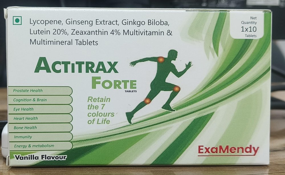 Actitrax Forte, Multivitamin and Multimineral Tablets with Lycopene, Ginseng Extract, Ginkgo Biloba, Lutein 20%, Zeaxanthin 4%, Vanilla Flavour, 10 Tablets