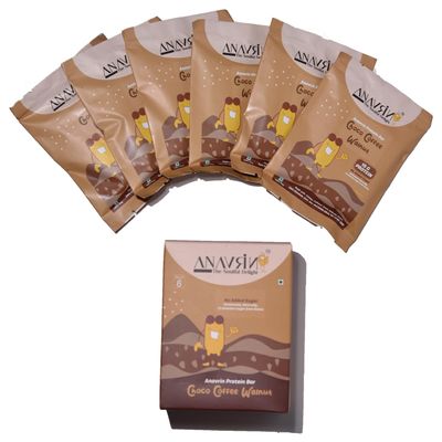 ANAVRIN Choco Coffee Walnut Protein Bar | 15g Protein with Goodness of Dates | No Added Sugar, No Soy, No Preservatives | Gluten Free Energy Bar | Healthy Snack (6 Bars x 50gm)