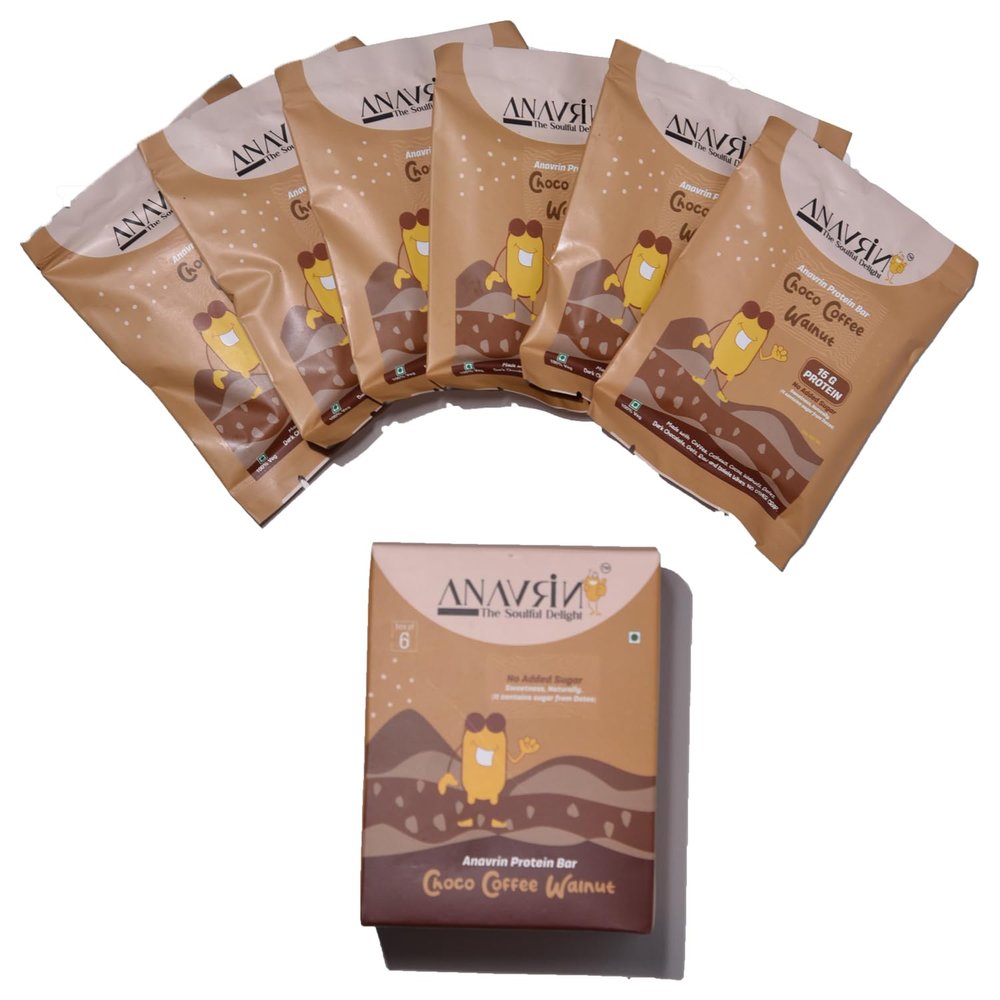ANAVRIN Choco Coffee Walnut Protein Bar | 15g Protein with Goodness of Dates | No Added Sugar, No Soy, No Preservatives | Gluten Free Energy Bar | Healthy Snack (6 Bars x 50gm)