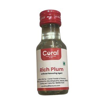 EXCEL ENTERPRISES Coral Rich Plum Food Essence | 25ml Bottle (Pack of 6) | For Baking, Desserts, and Confectionery |Pack of 6