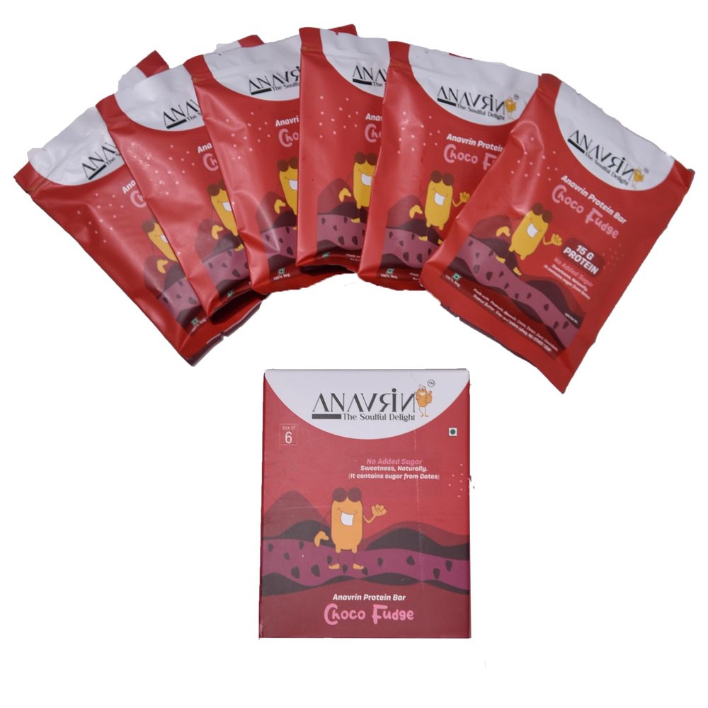 ANAVRIN Choco Fudge Protein Bar | 15g Protein with Goodness of Dates | No Added Sugar, No Soy, No Preservatives | Gluten Free Energy Bar | Healthy Snack (6 Bars x 50gm)