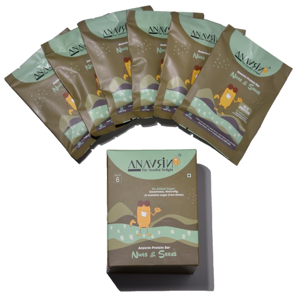 ANAVRIN Choco Nuts & Seed Protein Bar | 15g Protein with Goodness of Dates | No Added Sugar, No Soy, No Preservatives | Gluten Free Energy Bar | Healthy Snack (6 Bars x 50gm)