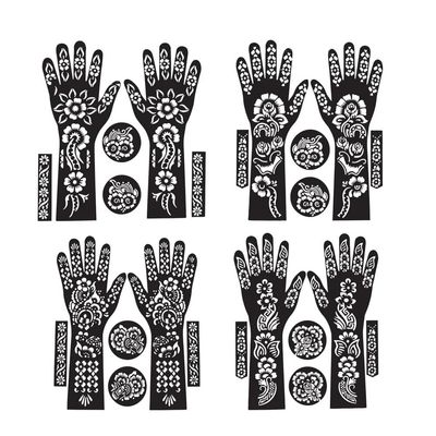 Fashion Fitoor Mehndi Stencil Stickers for Hands (Pack of 4 Pairs) | Bridal Henna Mehandi Tattoo Stencils | Easy Heena Stickers for Girls & Women | Wedding, Festivals & Functions (6 Pairs)