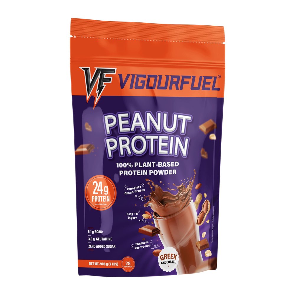 Vigourfuel Peanut Protein Isolate Powder | 24g Plant-Based Vegan Protein per Scoop | Complete Amino Acid Profile | Lactose-Free, Low Carb | Greek Chocolate Flavor, 908g (28 Servings)