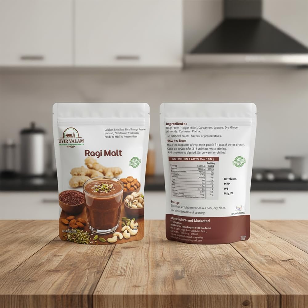 Uyirvalam Ragi Malt  250g | Traditional Health Drink Mix, High in Calcium & Fibre