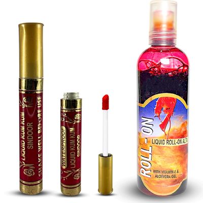 Alta & Sindoor Combo Pack - Roll On Liquid Alta With Liquid Sindoor | Water & Sweat-Resistant | Long-Lasting, 50ml Roll-On Alta (Alta + ROP Sindoor, Pack of 2)