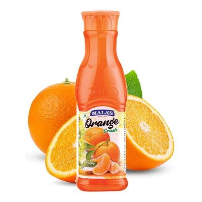 EXCEL ENTERPRISES MALAS ORANGE CRUSH 750ML | FRUIT SYRUP CONCENTRATE FOR MOCKTAILS, MILKSHAKES, DESSERTS & BEVERAGES |Pack of 2