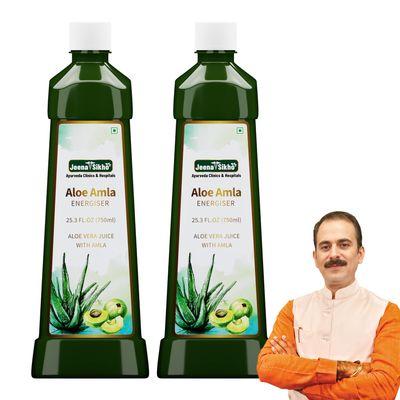 Jeena Sikho Aloe Amla Energiser, 750 ml | Cold Pressed Juice for Detox & Digestion | Pure & Natural Aloe Juice with Extracts of Amla, Pack of 2