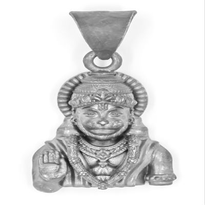 925 Sterling Silver Hanuman Blessing Pendant Matte Oxidized Finish