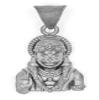 925 Sterling Silver Hanuman Blessing Pendant Matte Oxidized Finish view 1