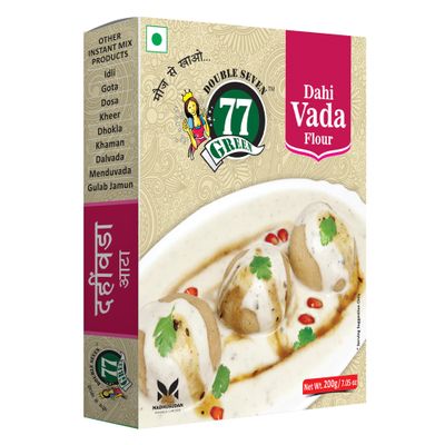 77 Green Instant Dahi Vada Mix Instant Lentil Fritter Batter Mix for Soft Curd Vada | Ready-to-Cook Snack | No Added Colors or Preservatives