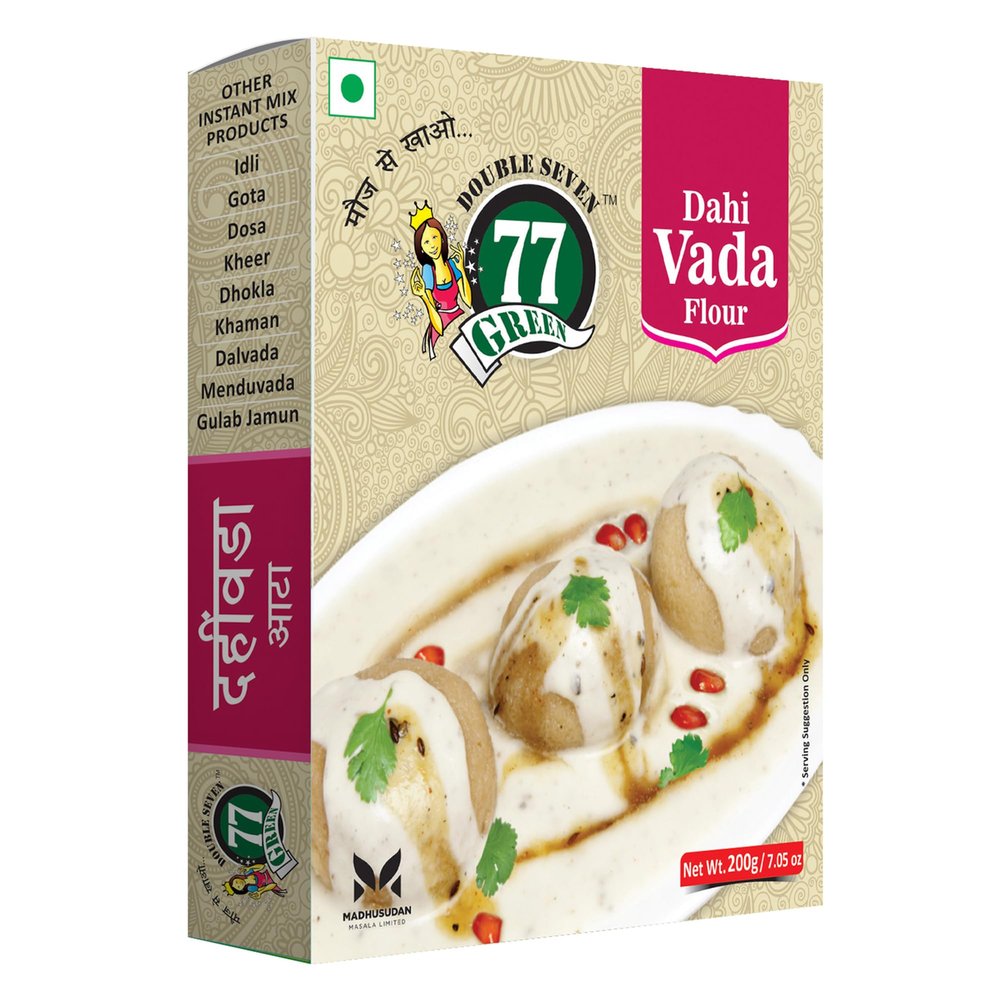 77 Green Instant Dahi Vada Mix Instant Lentil Fritter Batter Mix for Soft Curd Vada | Ready-to-Cook Snack | No Added Colors or Preservatives