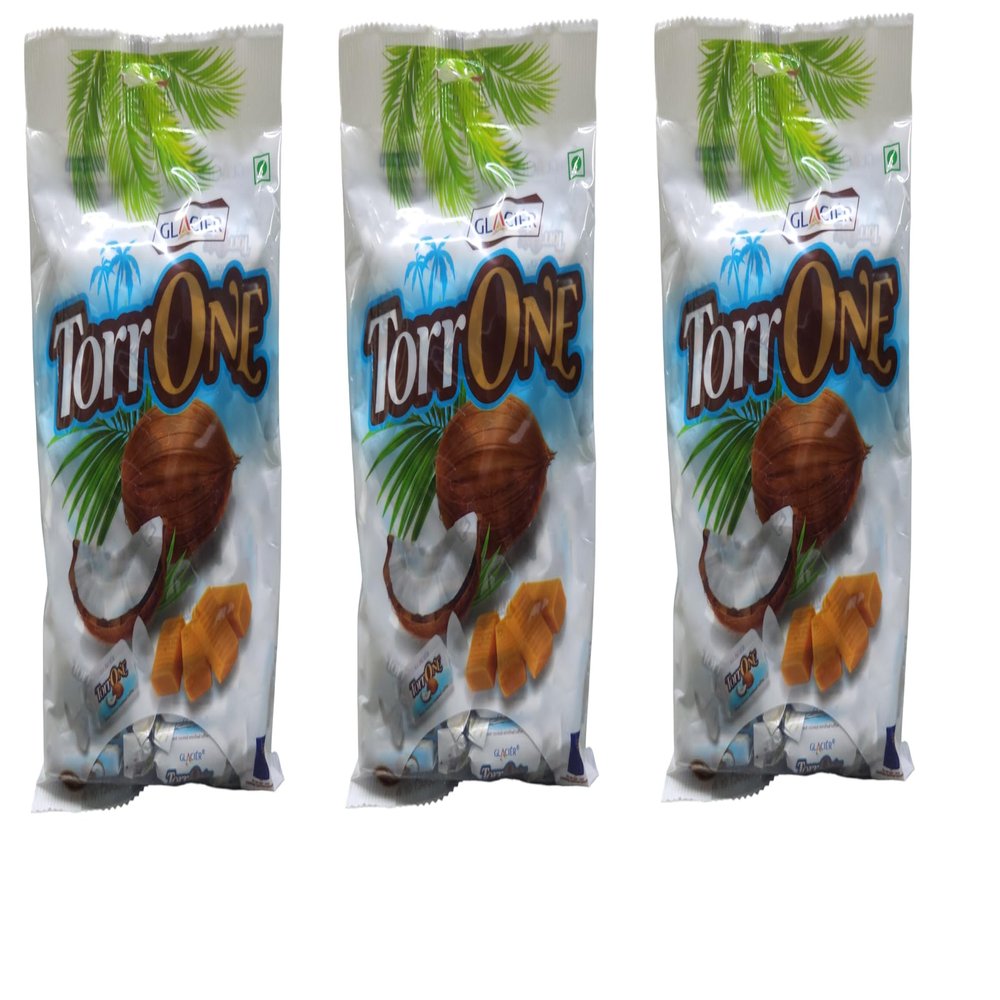 Glacier TorrOne Nariyal Toffee | Soft and Tasty Real Coconut Flavour Toffees | Nariyal Milk Toffee/Gift Pack/Birthday Toffees / 300Gmx3 / Pack of 3 / 50pcs in Each Pack