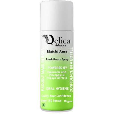 Qelica Elachi Aura Advance Green Instant Mouth Freshener for Couples Kissing, Long-Lasting 150+ Spray (10gm)