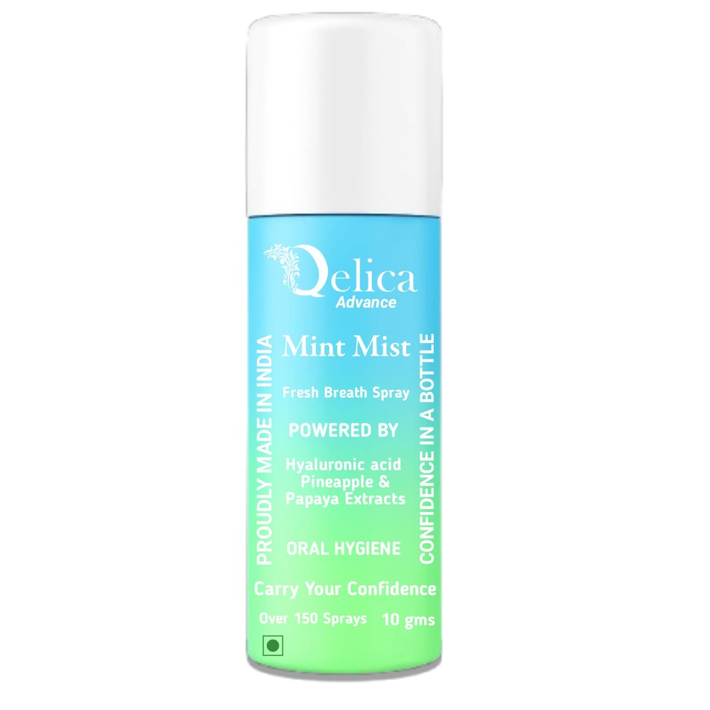 Qelica Mint Mist Advance Green Instant Mouth Freshener for Couples Kissing, Long-Lasting 150+ Spray (10gm)