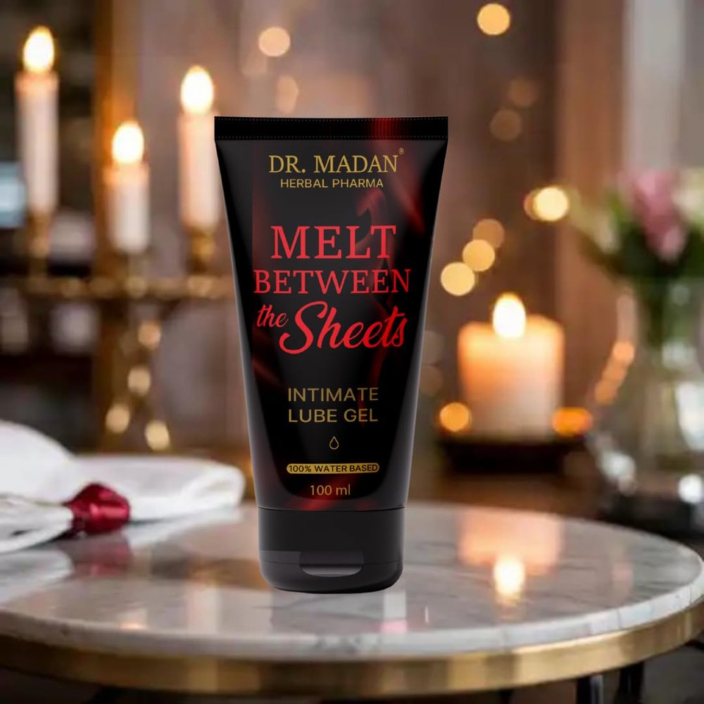 Dr. Madan Herbal Pharma Between the Sheets Intimate Lube Gel, Water-Based, Non-Sticky, Long-Lasting, 100ml