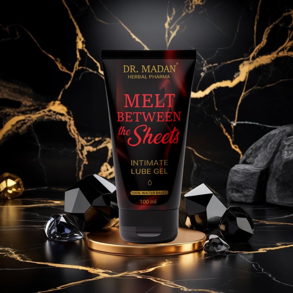 Dr. Madan Herbal Pharma Melt Between the Sheets Intimate Lube Gel, Water-Based, Non-Sticky, Long-Lasting, Gentle Formula for Sensitive Skin, 100ml