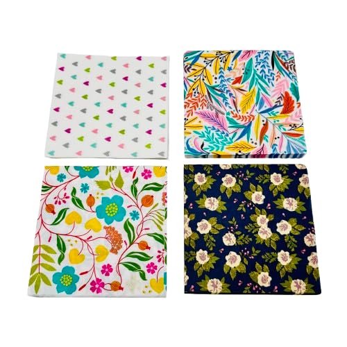 Cherie Festive 2-Ply Decorative Paper Napkins - Modern Hearts, Vibrant Florals & Leaf Patterns for Parties, Home & Events (Pack of 4 x 20 pieces = 80 total)