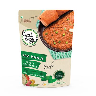 Eat Easy Ready To Eat Pav Bhaji- 65gm | Just Add Water and Cook | Instant Food for Travel Vegetarian | No Preservatives | No Added Artificial Colours & Flavours | Healthy Travel Pack
