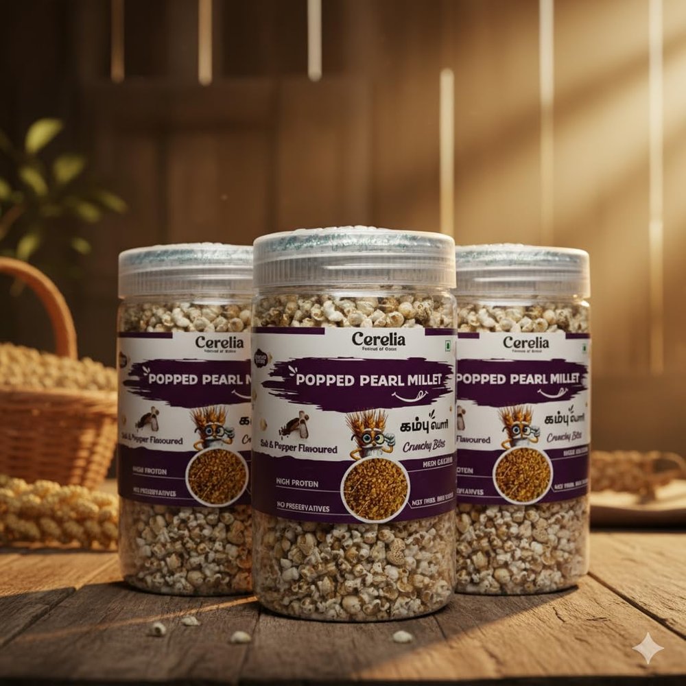 Cerelia's Popped Pearl Millet Salt and Pepper - 240 Gm - Natural Whole Grain - Bajra Millet Rich in Protein & Fibre - Gluten Free - Ready to eat snacks (3)