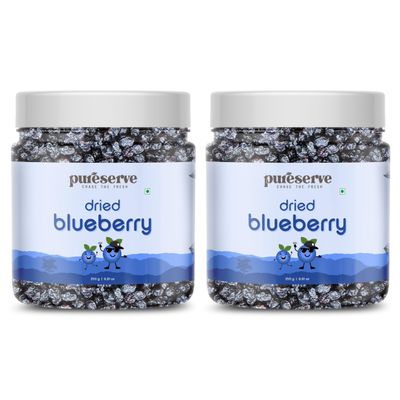 Pureserve Premium Dried Blueberries 500g (250g*2) Naturally Sweet & Juicy | Antioxidant-Rich Superfood | No Added Preservatives | Ideal for Snacking, Baking & Smoothies | Jar Pack